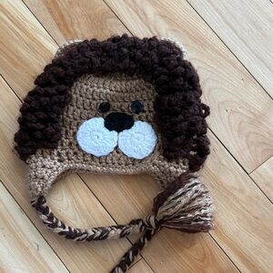 Crochet Lion Hat with Braided Ties